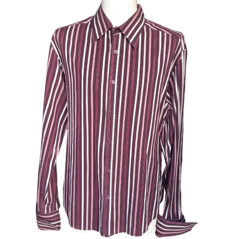 le chateau SZ L French Cuff Men's Cotton Striped Shirt